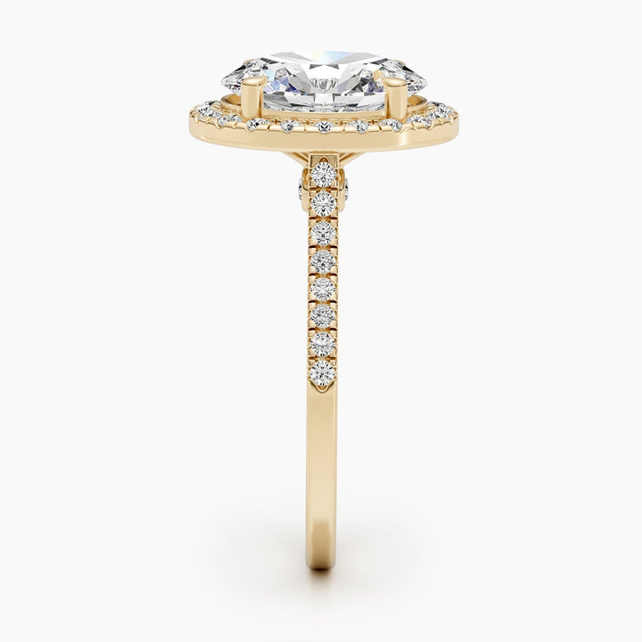 1.50-3.50 CT Oval Halo & Pave Diamond Engagement Ring