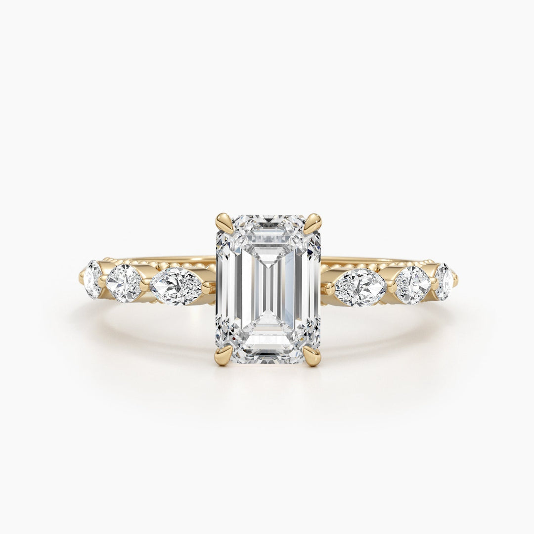 1.71-3.50 CT Emerald Cut Pave Diamond Engagement Ring