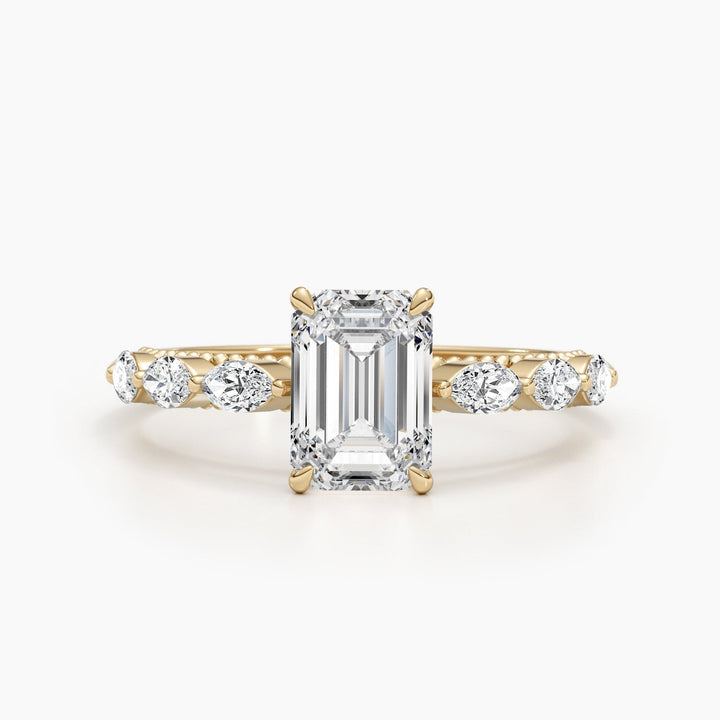 1.71-3.50 CT Emerald Cut Pave Diamond Engagement Ring
