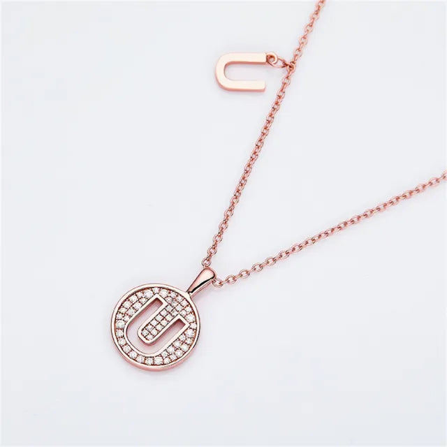 " U " Letter Moissanite Diamond Necklace for Women