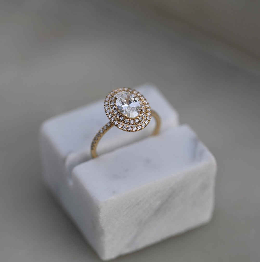 1.0 CT-3.0 CT Oval Double Halo  Lab Grown Diamond Engagement Ring