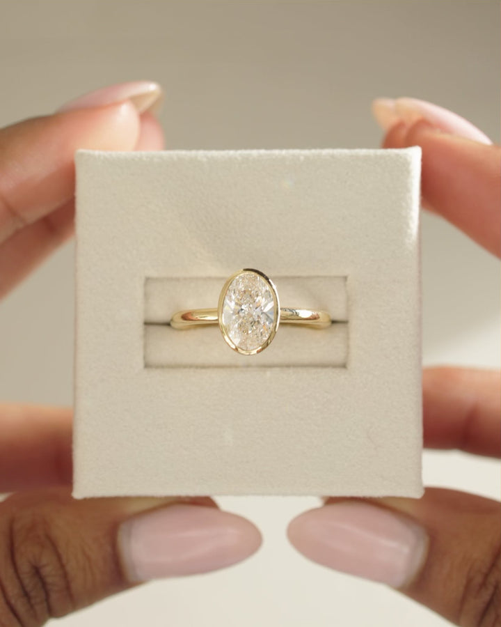 1.50 CT Oval Cut Bezel Solitaire Moissanite Engagement Ring