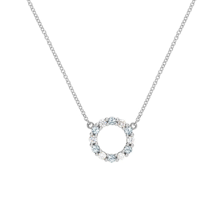 1.45TCW Round Open Circle Moissanite March Birthstone Necklace