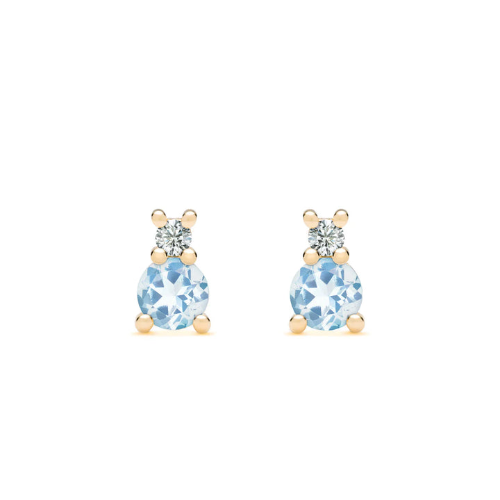 0.40 TCW Round Aquamarine Moissanite March Birthstone Stud Earrings