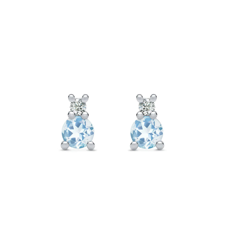 0.40 TCW Round Aquamarine Moissanite March Birthstone Stud Earrings