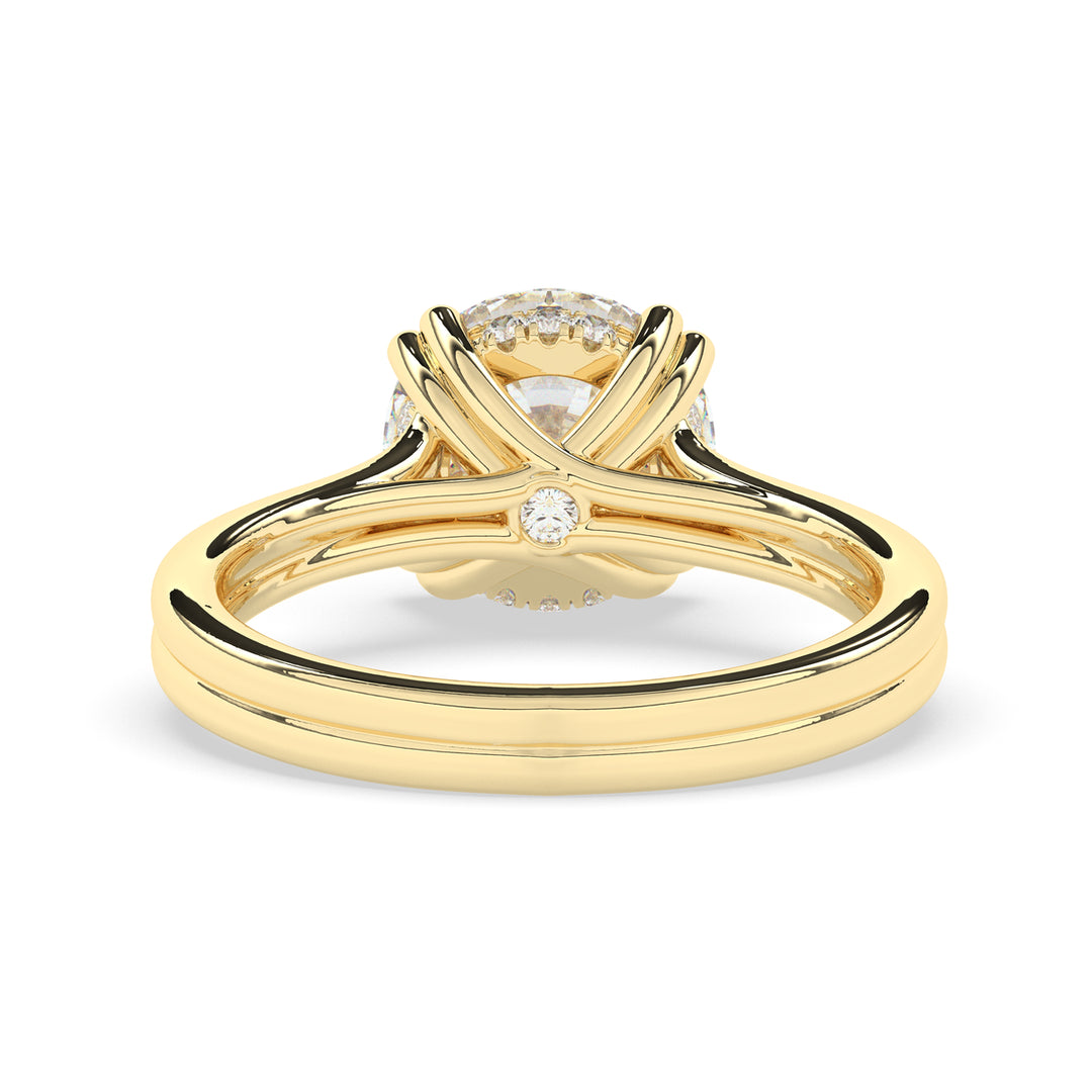 2.0CT Round Cut Hidden Halo Split Shank Moissanite Engagement Ring