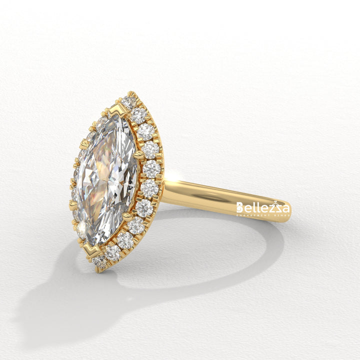 1.50-2.50CT Marquise Cut CVD Diamond Halo Setting Engagement Ring