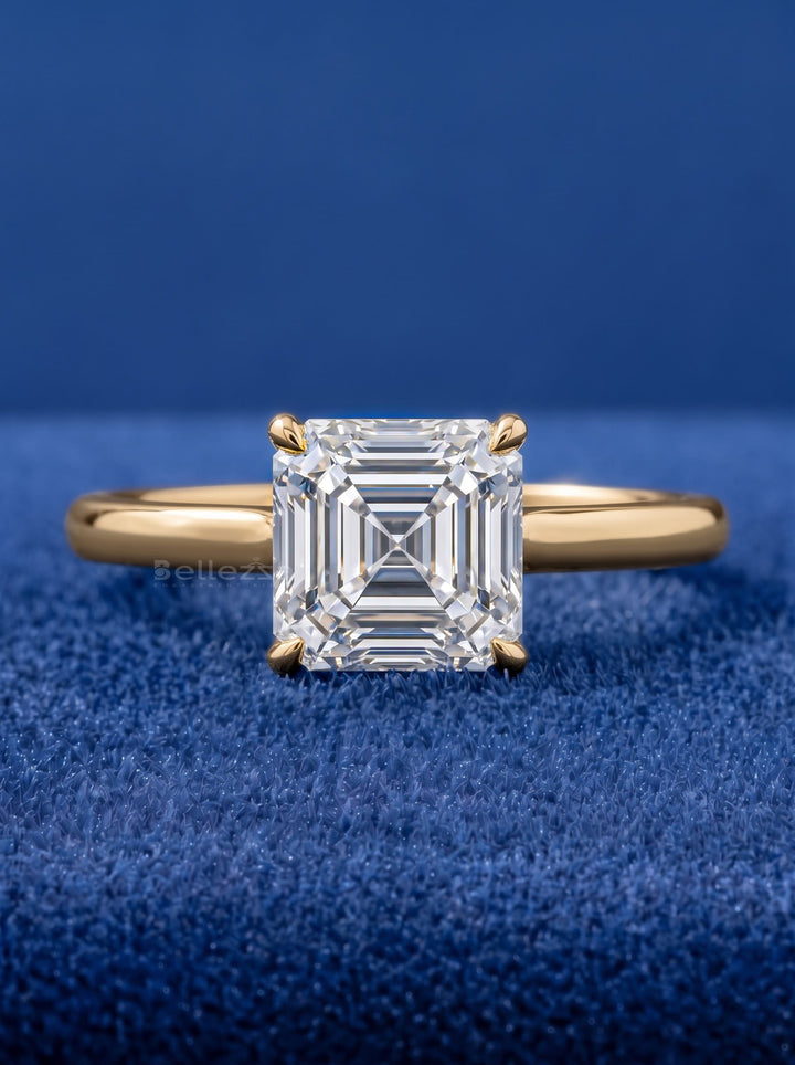1.50-2.50CT Asscher Cut CVD Diamond Hidden Halo Setting Engagement Ring