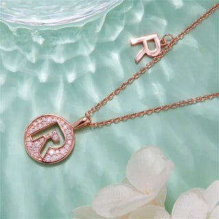 " R " Letter Moissanite Diamond Necklace for Women