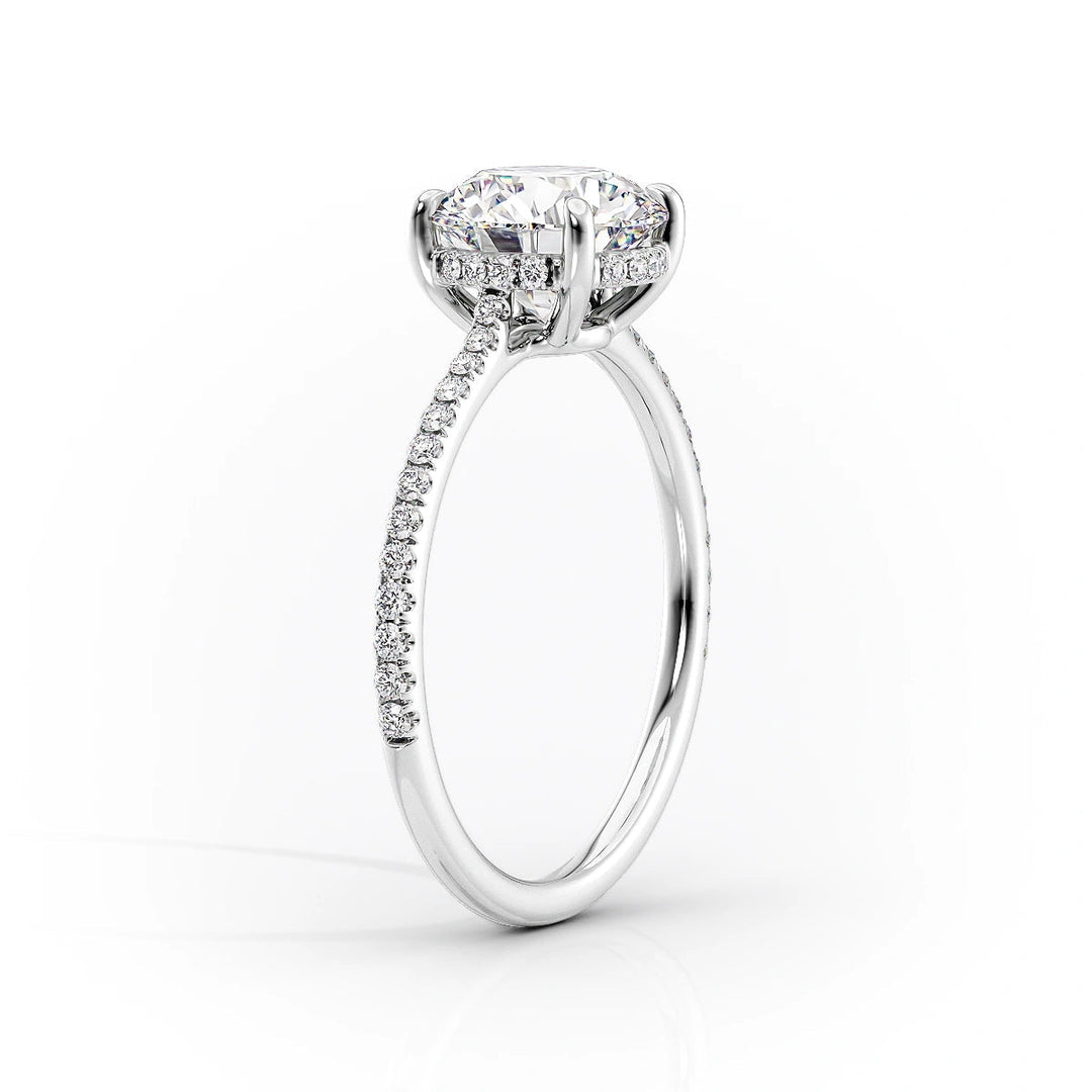 1.50-3.50  CT Pear  Lab Grown Diamond Hidden Halo Engagement Ring With Pave Setting