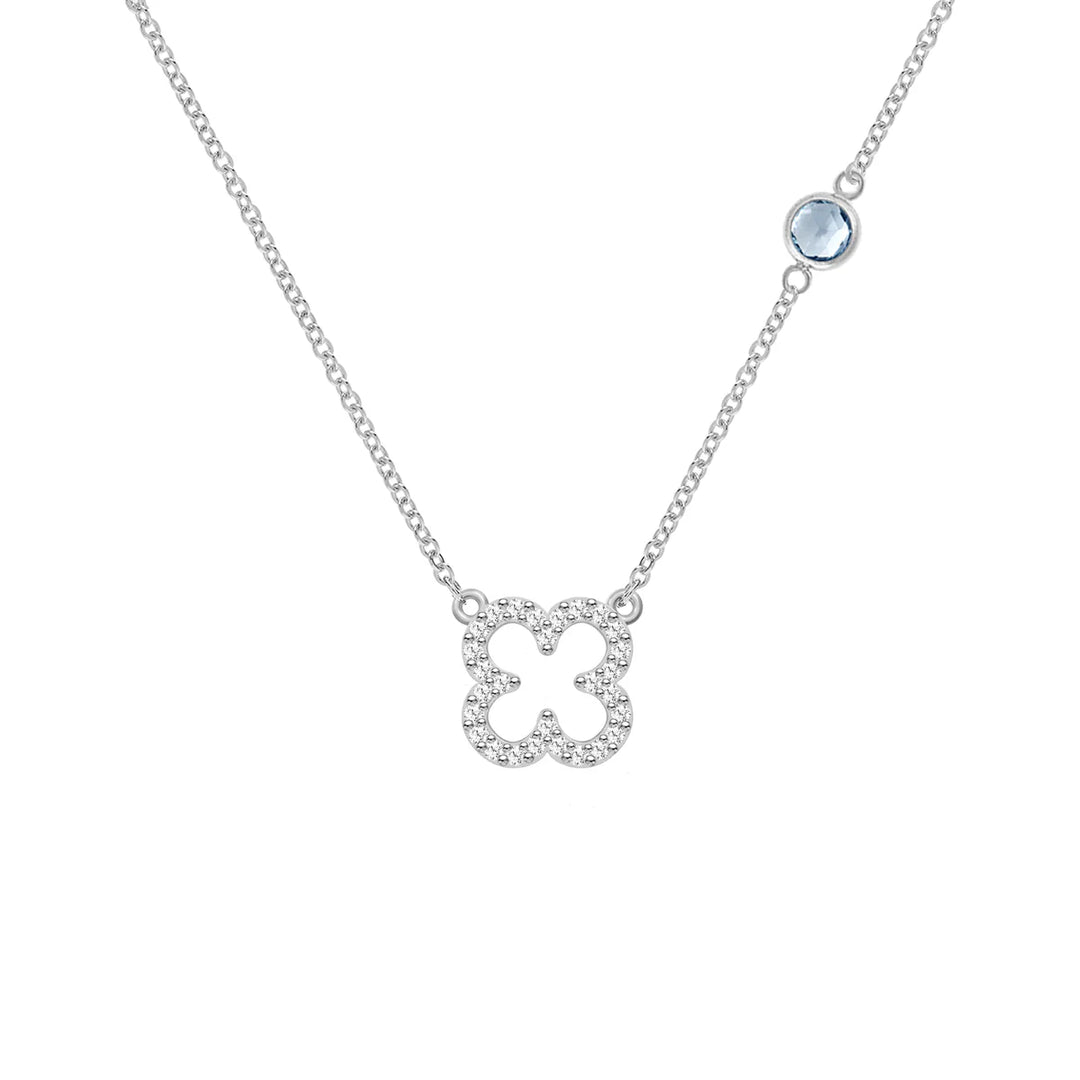 1.93TCW Round Open Floral Moissanite March Birthstone Necklace