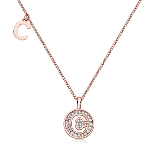 " C " Letter Moissanite Diamond Necklace for Women