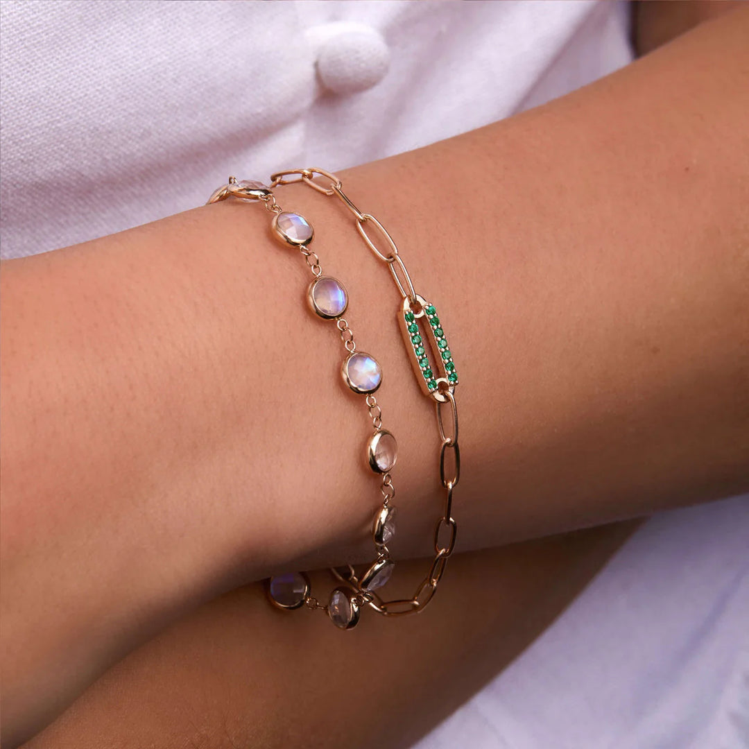 1.50TCW Round Cut Emerald Moissanite May Birthstone Bracelet