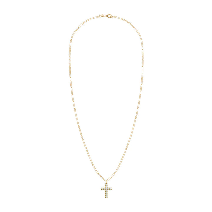 1.32TCW Round Diamond Cross Moissanite April Birthstone Pendant Necklace