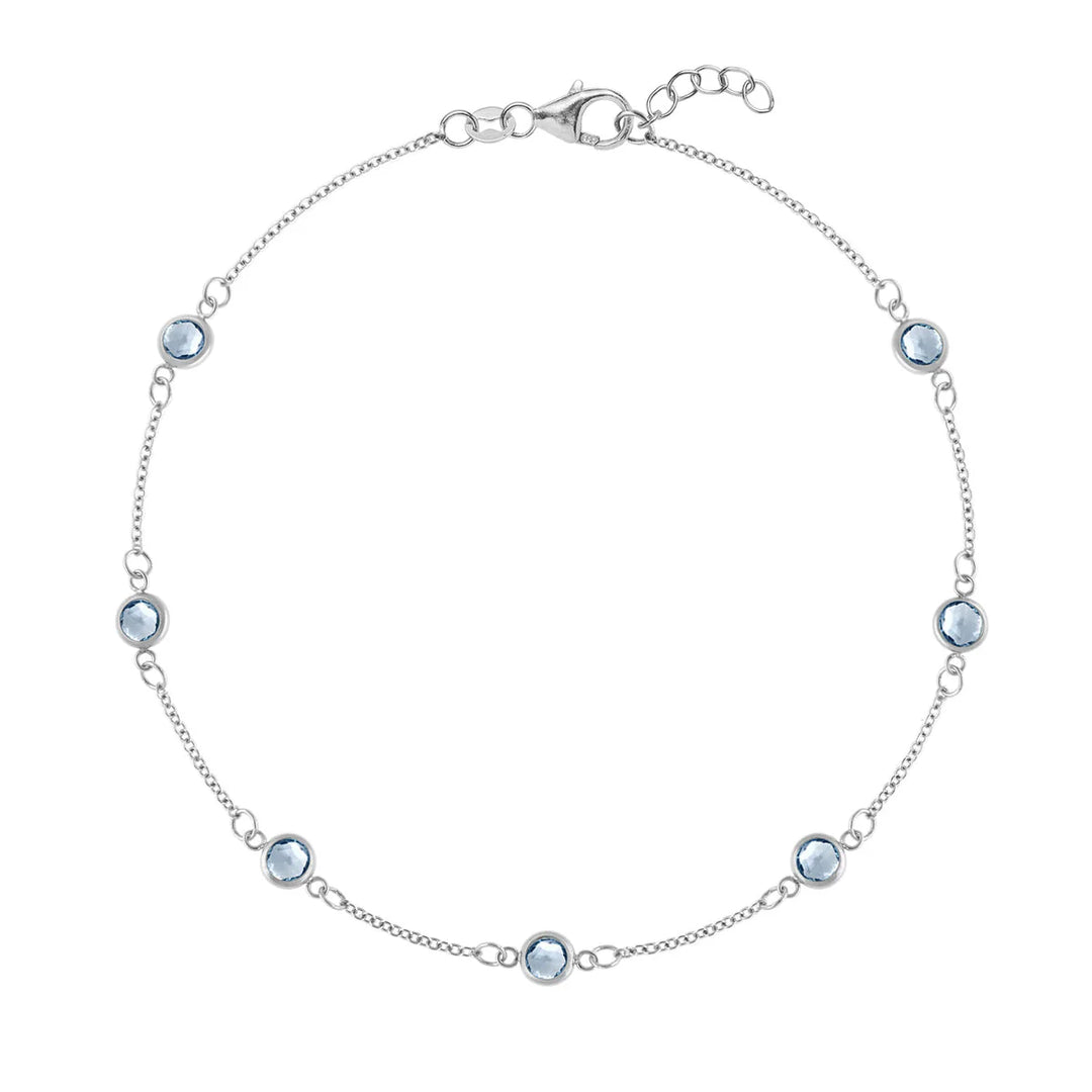 1.75TCW Round Cut Aquamarine Moissanite March Birthstone Bracelet