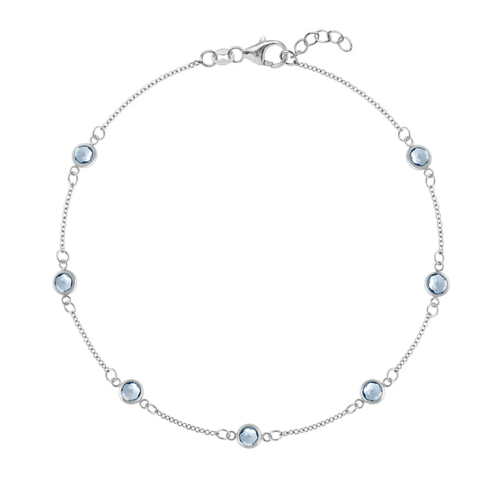 1.75TCW Round Cut Aquamarine Moissanite March Birthstone Bracelet
