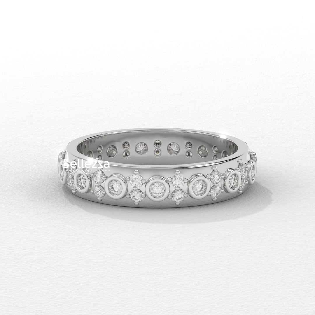 Round Diamond Cluster Setting Full Eternity Lab Grown Wedding Band