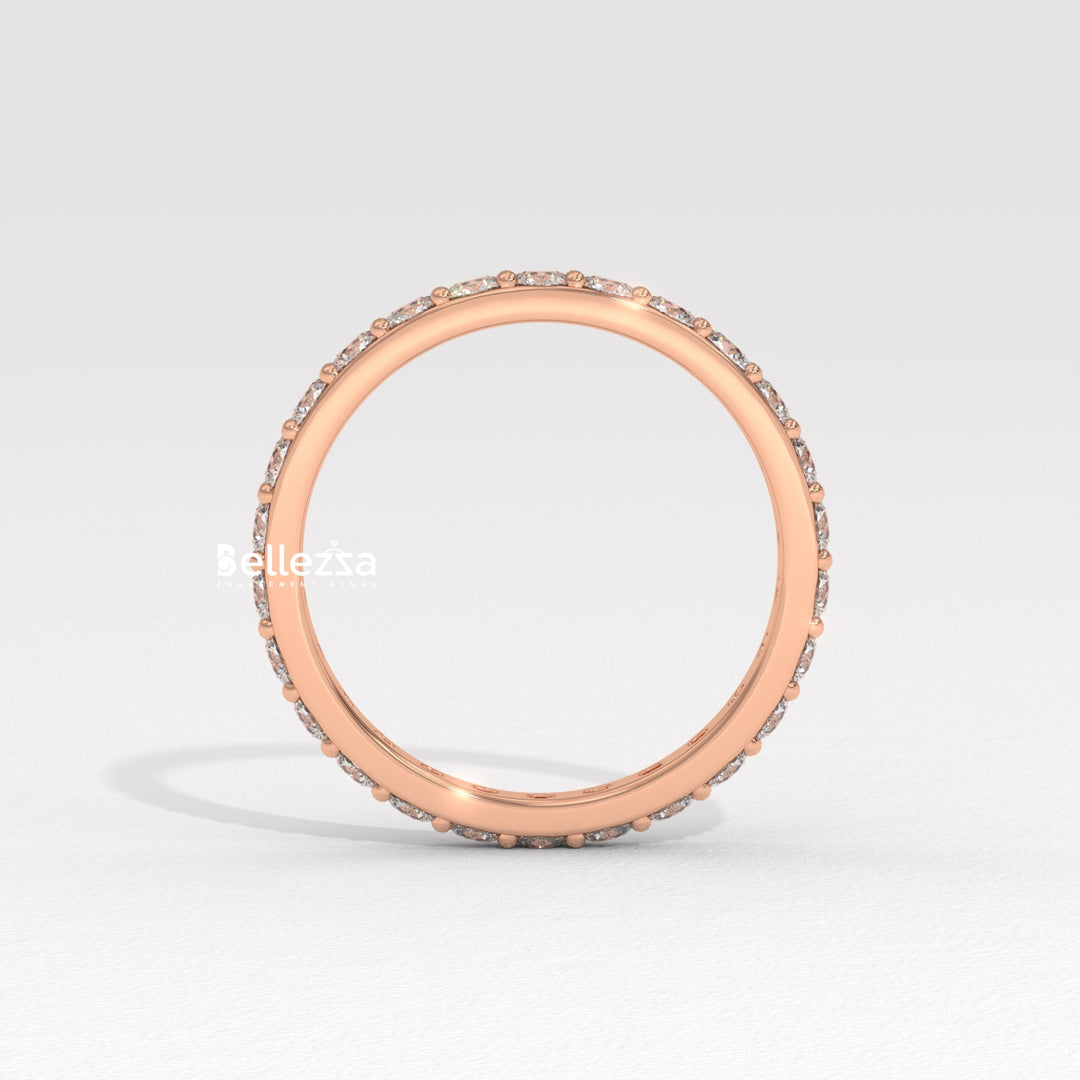 Round Diamond Full Eternity Pave Setting Lab Grown Wedding Band