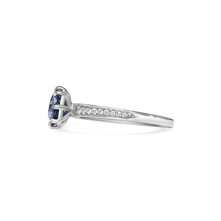 1.50CT Blue Sapphire Round Diamond Pave Setting Lab Grown Ring