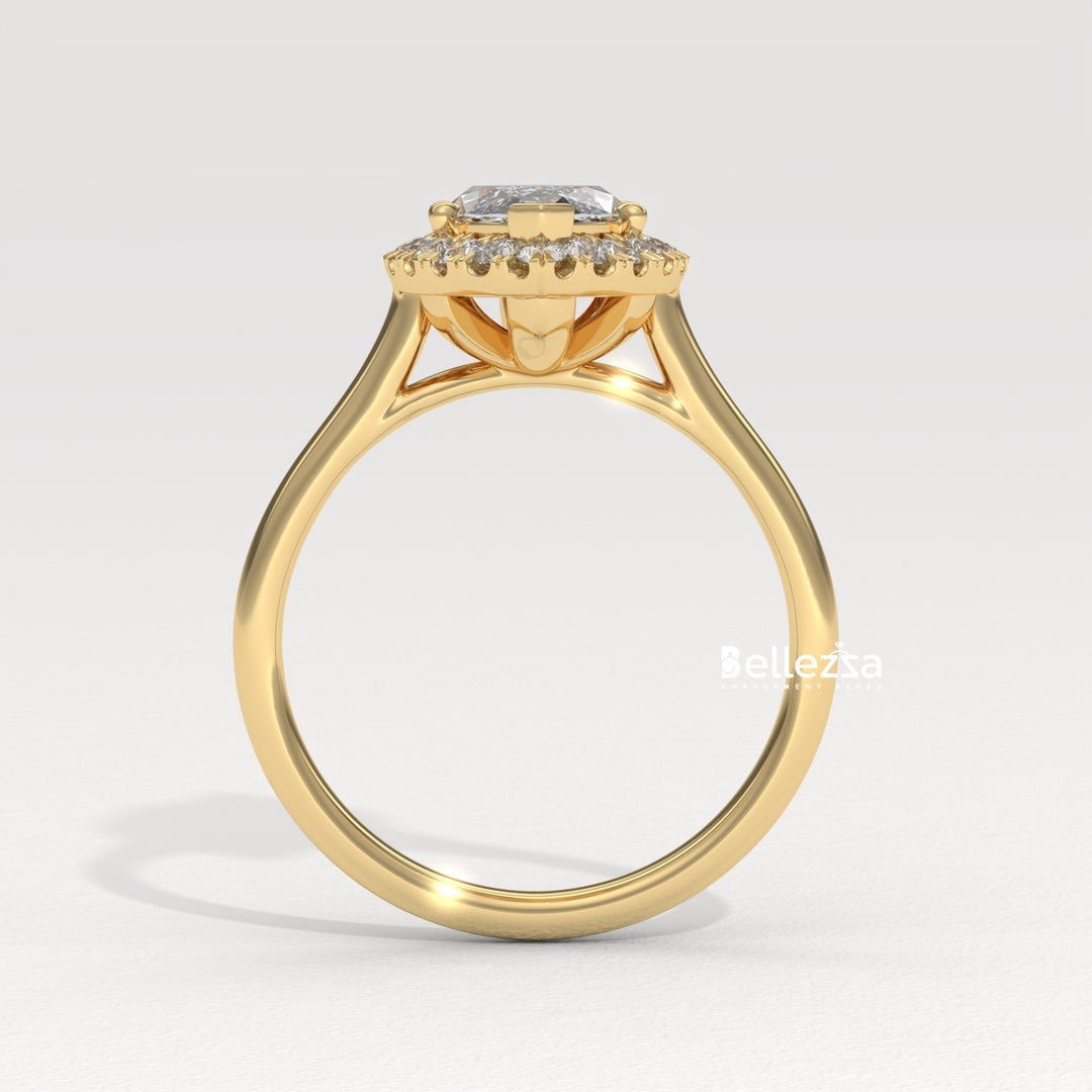 1.50-2.50CT Marquise Cut CVD Diamond Halo Setting Engagement Ring