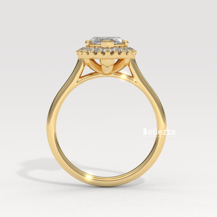 1.50-2.50CT Marquise Cut CVD Diamond Halo Setting Engagement Ring