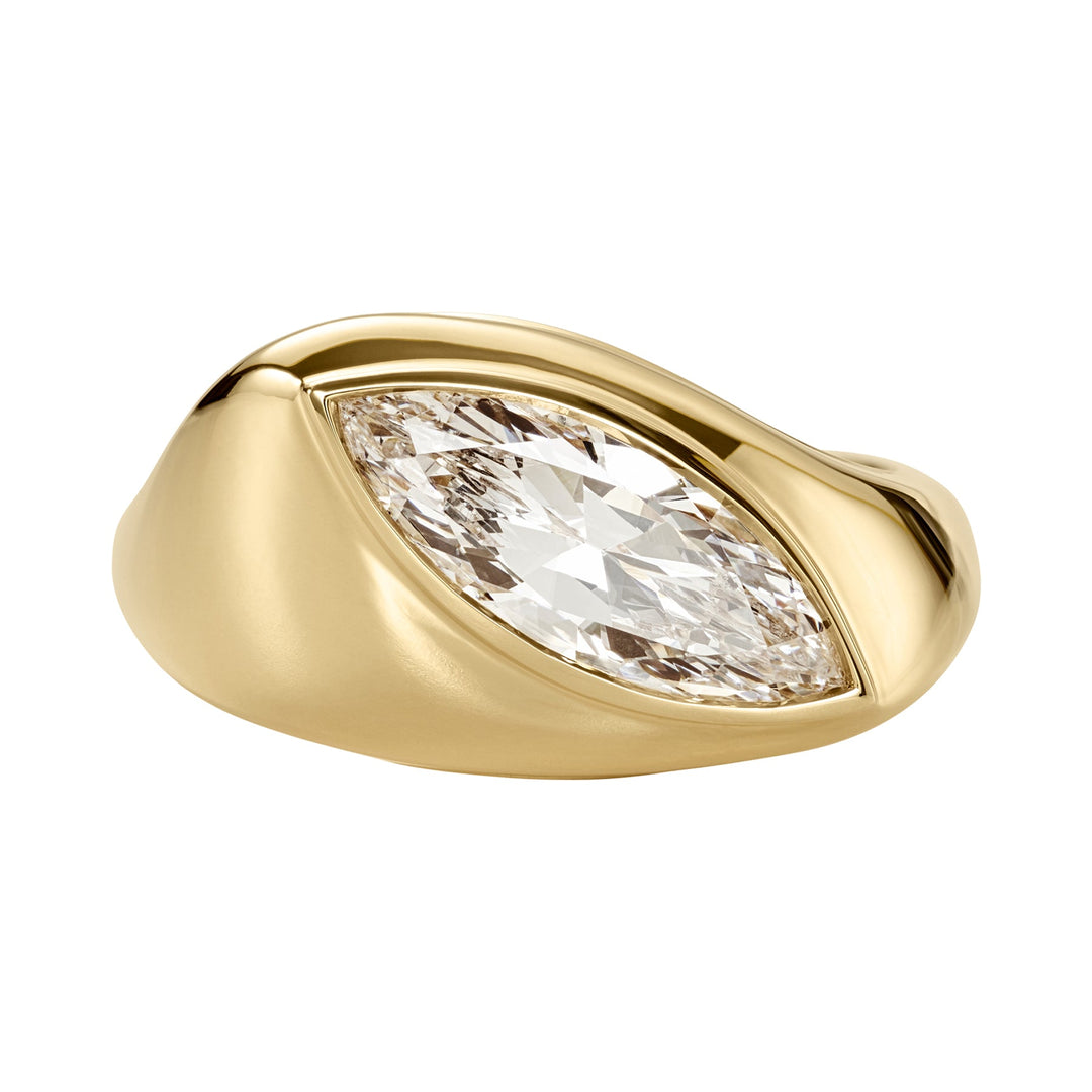 1.50CT Fancy Warm Yellow Marquise Cut Unique Solitaire Lab Grown Engagement Ring
