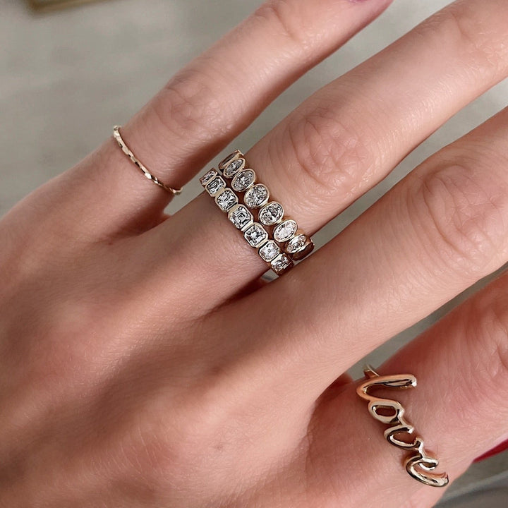 Asscher Cut Bezel Diamond Wedding Band For Women