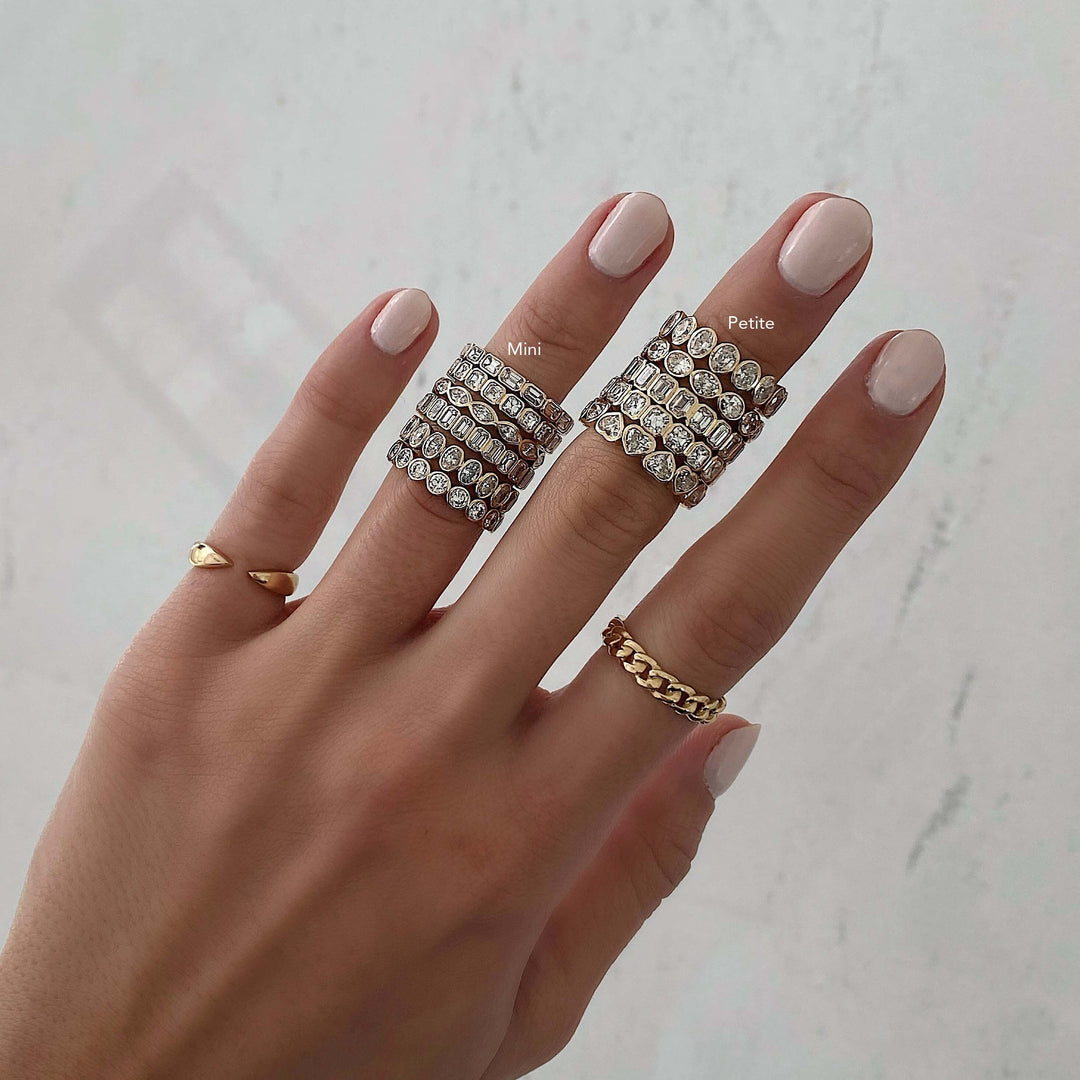 Asscher Cut Bezel Diamond Wedding Band For Women