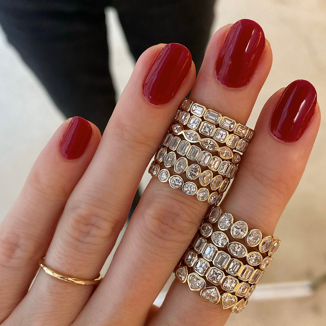 Marquise Cut Bezel Diamond Wedding Band For Women