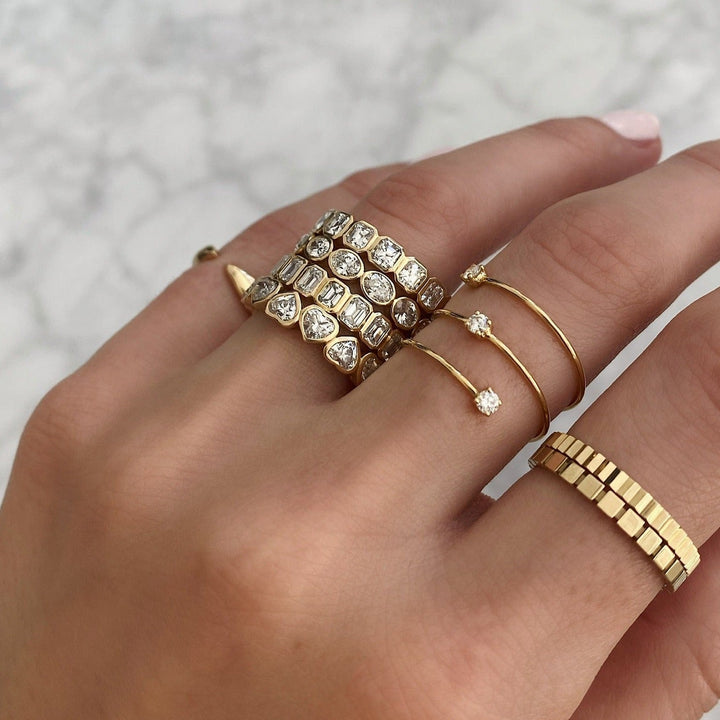 Oval Cut Bezel Diamond Wedding Band For Women