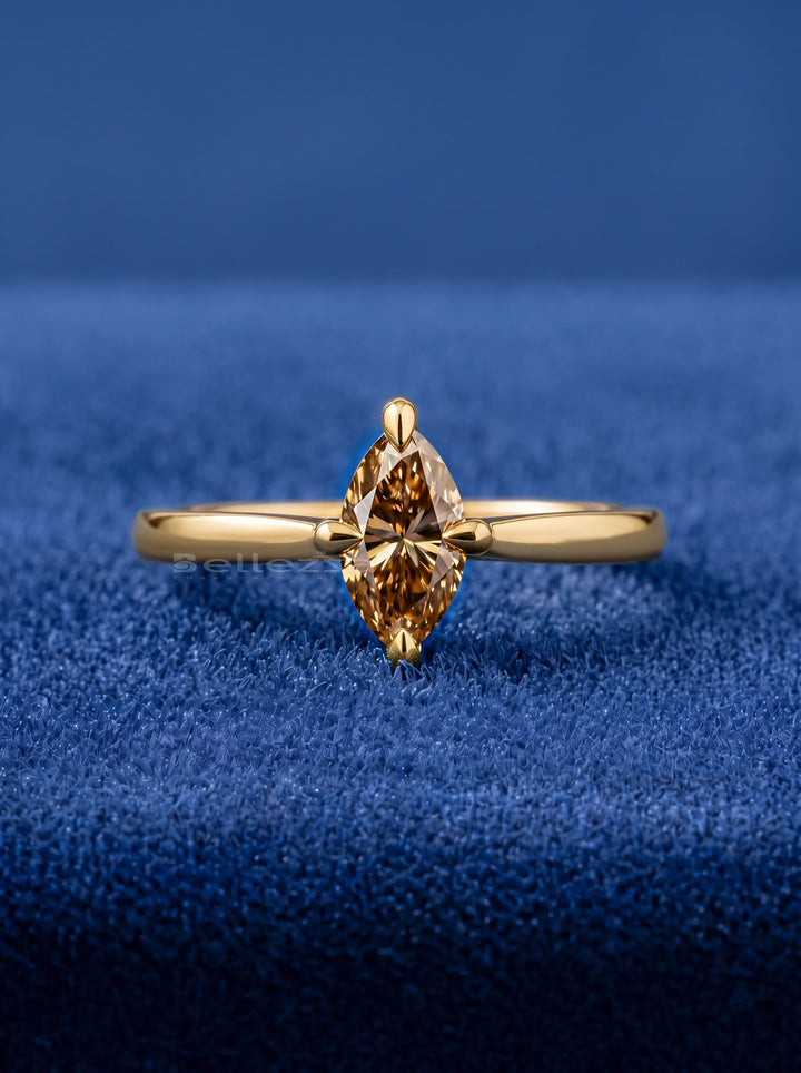 0.50CT Champagne Marquise Diamond Solitaire Setting Lab Grown Engagement Ring