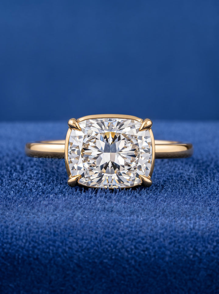 1.0 - 2.92 CT Cushion Lab Grown Diamond Bezel Engagement Ring