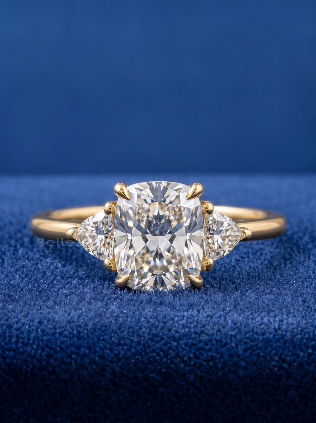 1.50-3.50 CT Elongated Cushion Lab Grown Diamond Three Stone Engagement Ring