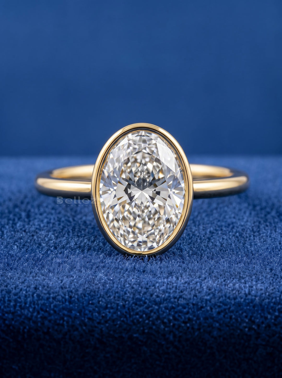 1.0 -3.0 CT Oval Lab Grown Diamond Bezel Engagement Ring