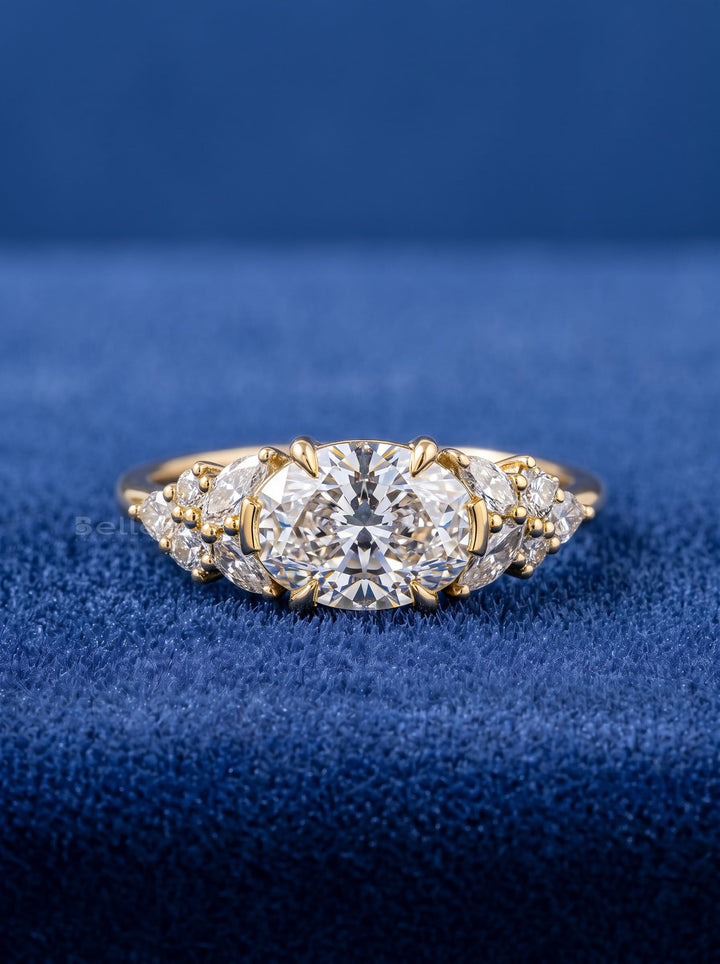 1.41-3.50 CT Oval  Lab Grown Diamond Cluster Engagement ring