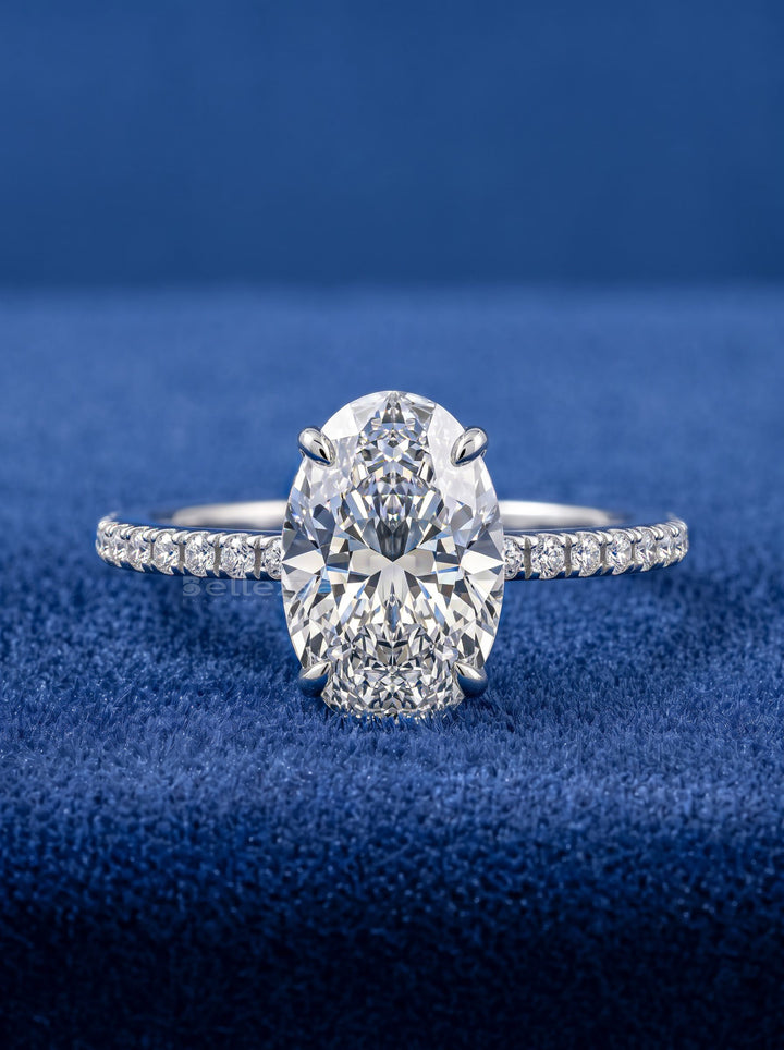 1.50-3.50 CT Oval Pave Diamond Engagement Ring