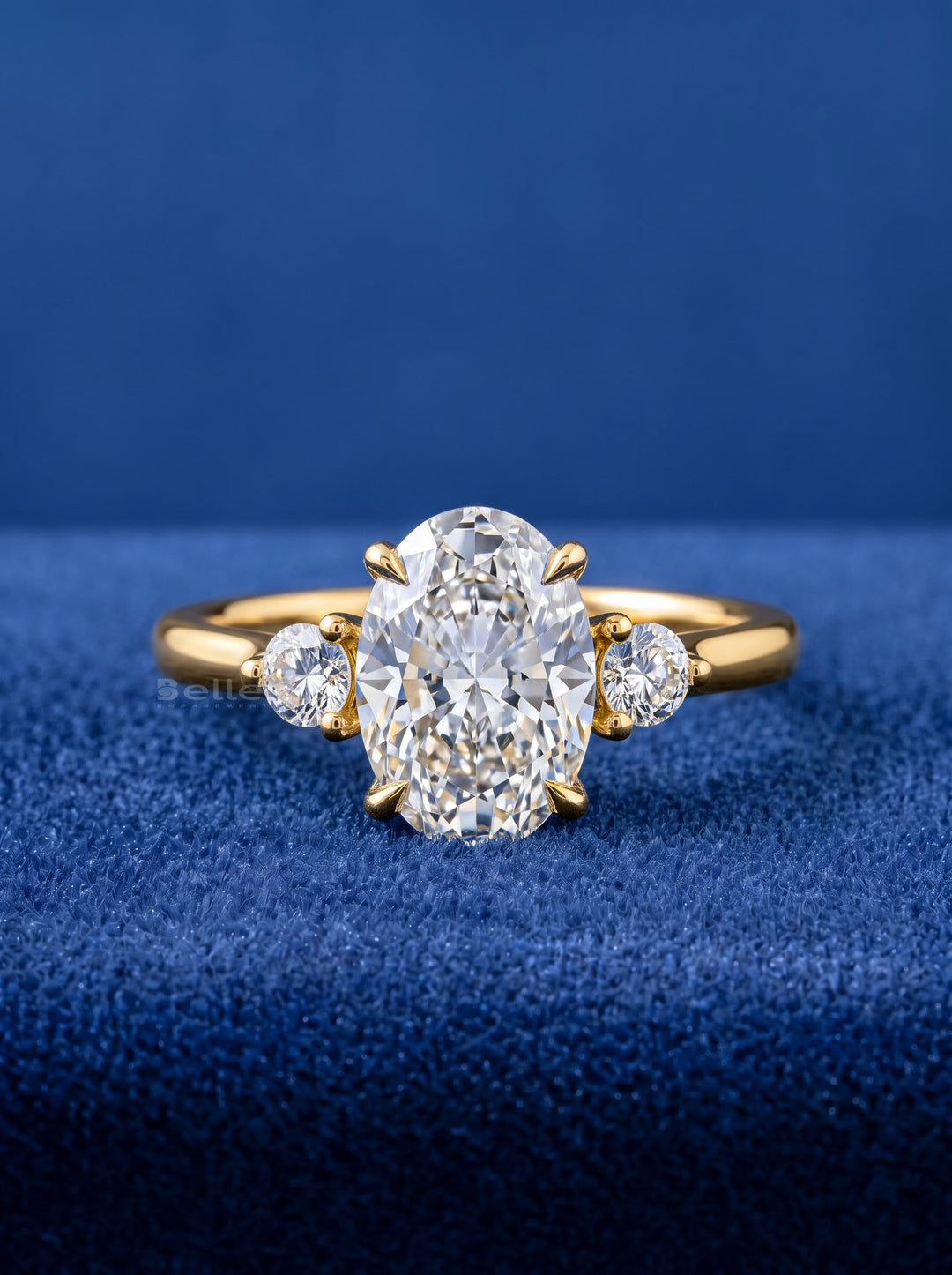 1.50-3.50 CT Oval  Lab Grown Diamond Three Stones Engagement Ring