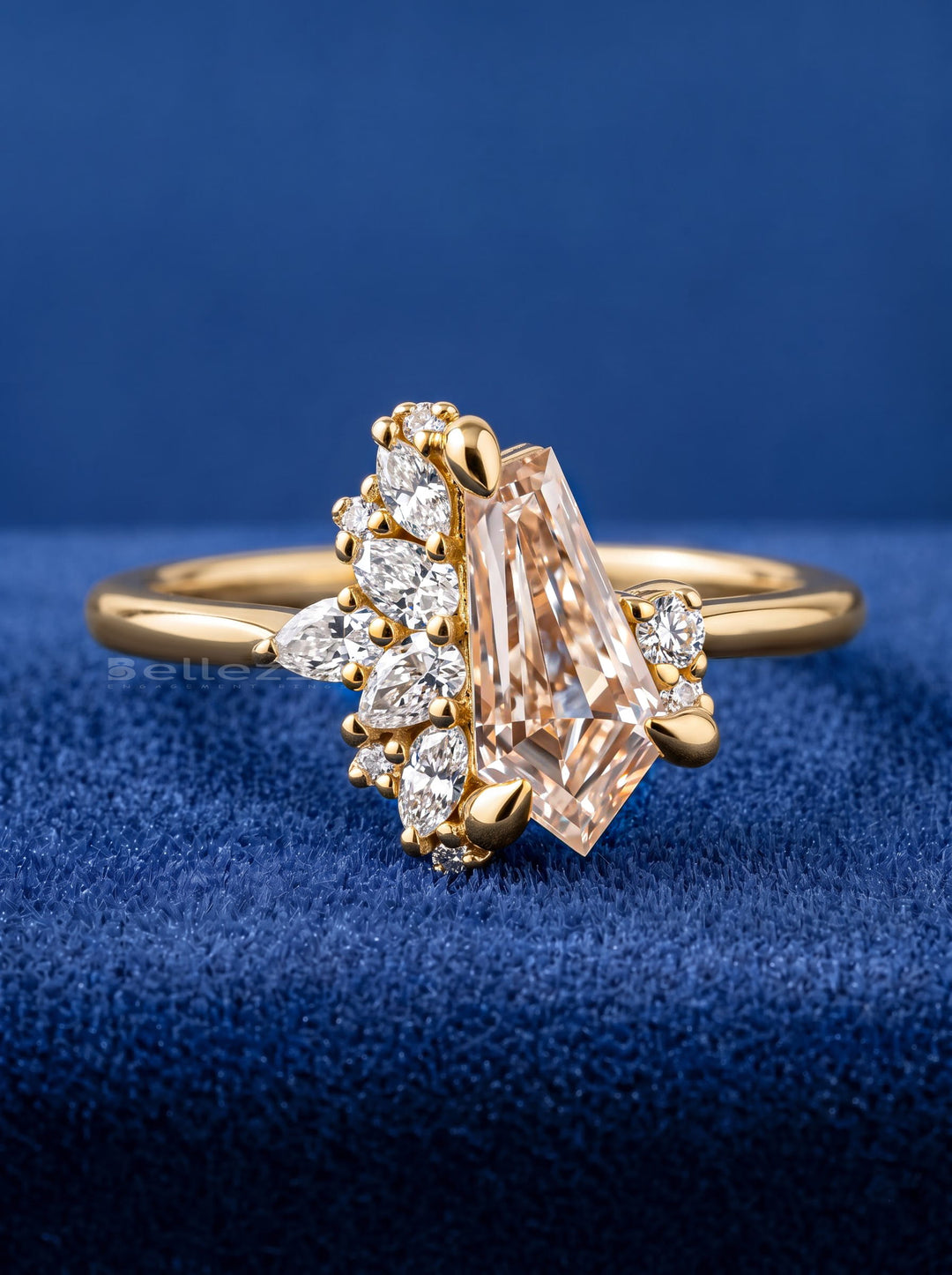 1.0CT Champagne Irregular Diamond Cluster Setting Lab Grown Engagement Ring