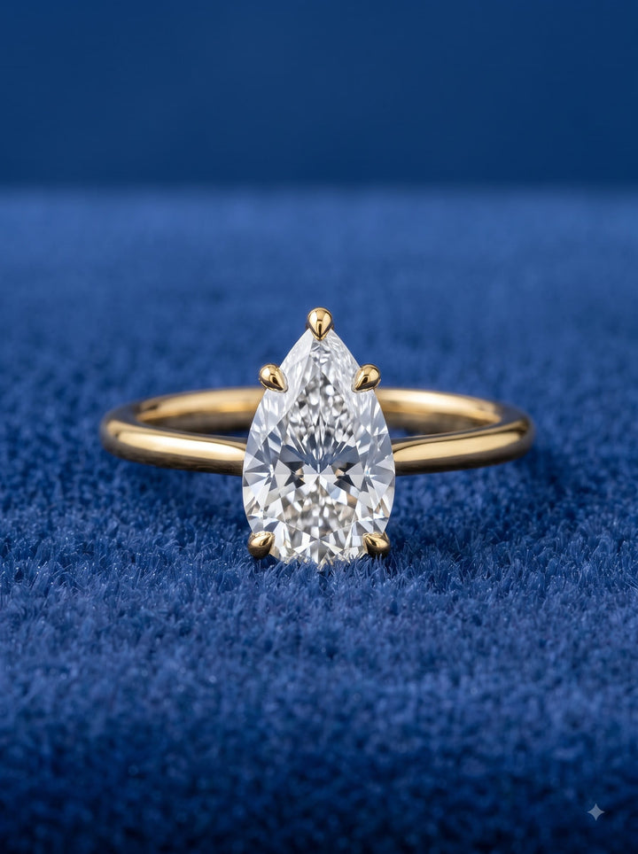 1.50-3.50 CT Pear  Lab Grown Diamond Solitaire Engagement Ring