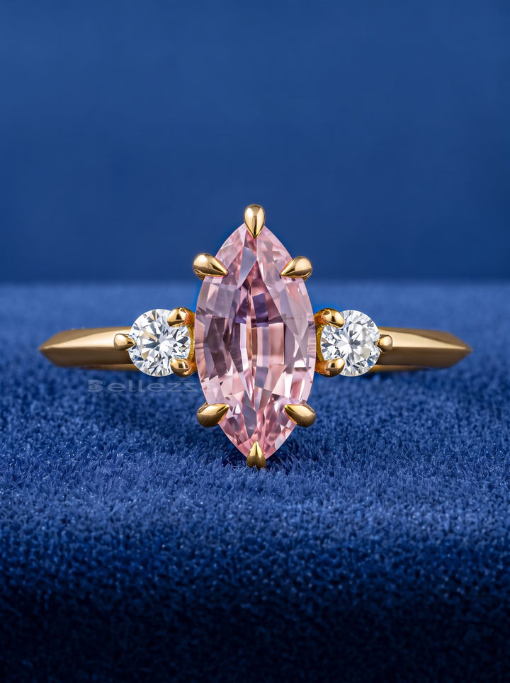 1.50CT Fancy Pink Marquise Diamond Three Stone Lab Grown Engagement Ring
