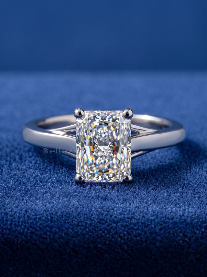 1.0-3.0 CT Radiant  Lab Grown Diamond Solitaire Engagement Ring