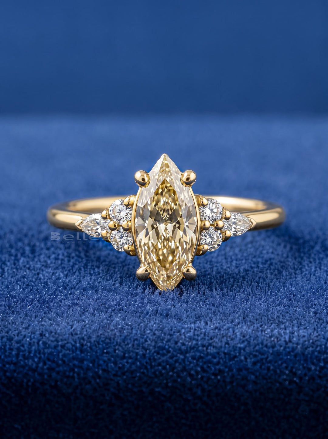 1.0CT Warm White Marquise Diamond Cluster Setting Lab Grown Engagement Ring