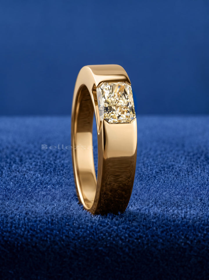 1.0CT Warm White Radiant Diamond Unqiue Solitaire Lab Grown Wedding Ring