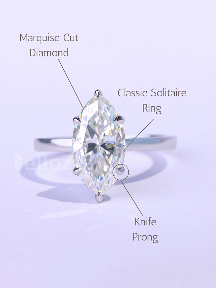 2.0CT-3.0CT Marquise Cut Classic Solitaire Engagement Ring