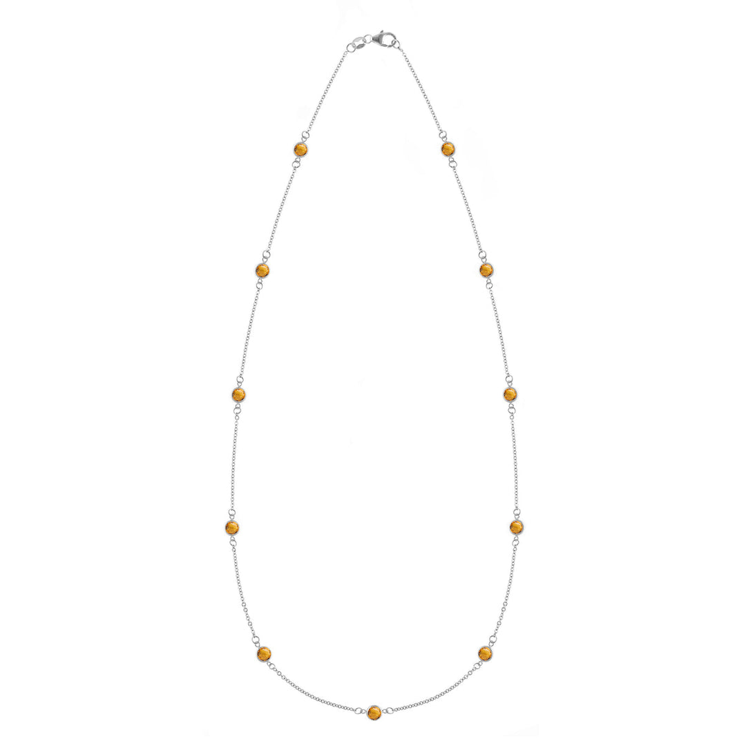 2.75TCW Round Cut Citrine Moissanite November Birthstone Necklace