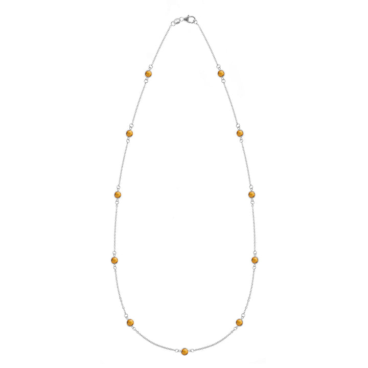 2.75TCW Round Cut Citrine Moissanite November Birthstone Necklace