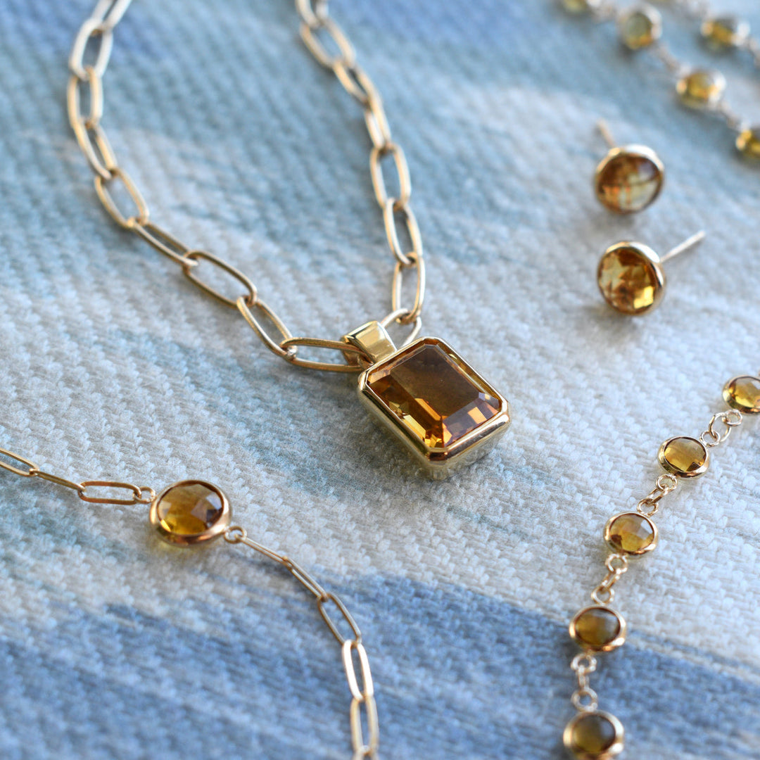 4.0CT Emerald Citrine Moissanite November Birthstone Pendant Necklace