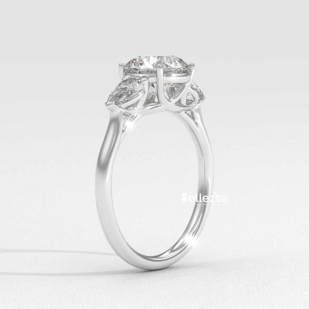 1.50-2.50CT Round Diamond Three Stone Lab Grown Engagement Ring