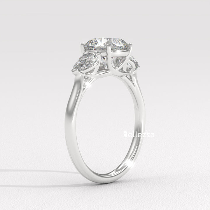 1.50-2.50CT Round Diamond Three Stone Lab Grown Engagement Ring