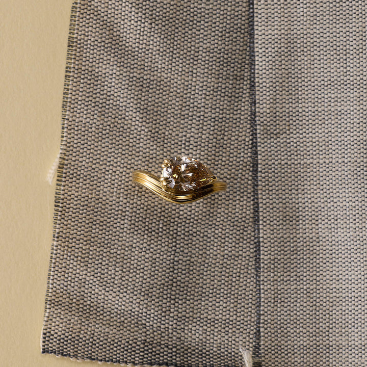 2.00CT Champagne Pear Cut Unique Curved Style Lab Grown Engagement Ring